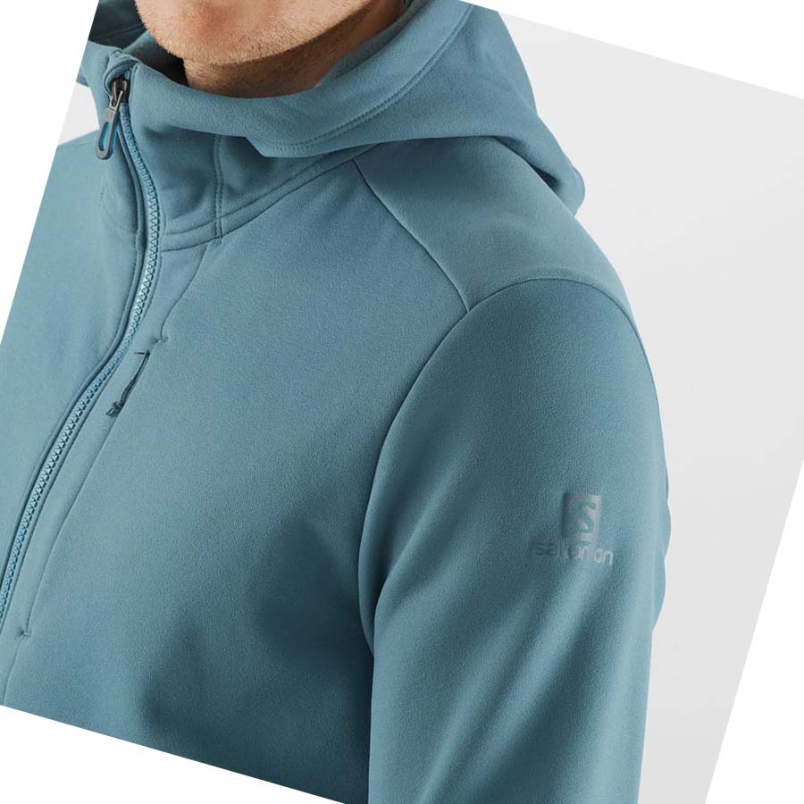 Salomon ESSENTIAL WARM FLEECE Kapucnis Pulóver Férfi Kék | HU 2430AHK